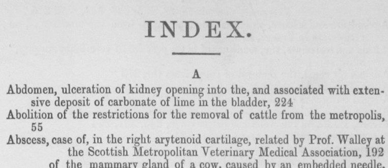 Index to ‘The Veterinarian’ Vol 51 – 1878
