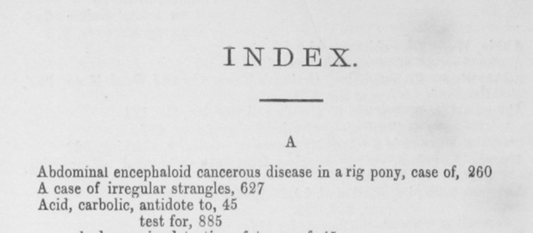 Index to ‘The Veterinarian’ Vol 52 – 1879