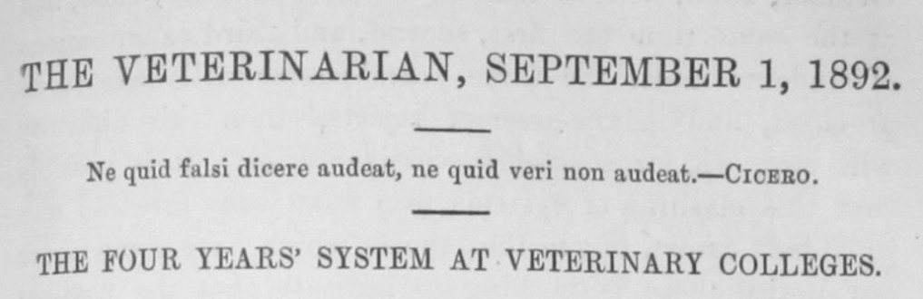 ‘The Veterinarian’ Vol 65 Issue 9 – September 1892