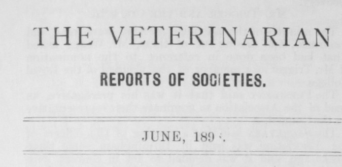 ‘The Veterinarian’ Vol 71 Reports of Societies – June 1898