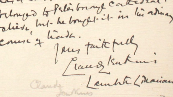 17 - Letter from Claude Jenkins, Librarian, Lambeth Palace, 13 Dec 1916