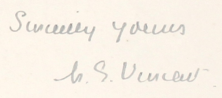 1 - Letter to Frederick Smith from G S Vincent, 5 Jan [1923]