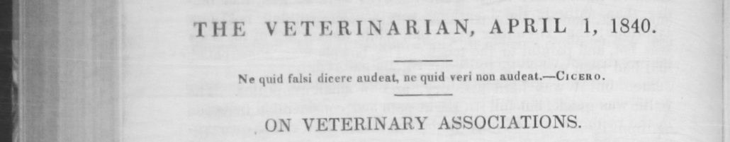 ‘The Veterinarian’ Vol 13 Issue 4 – April 1840