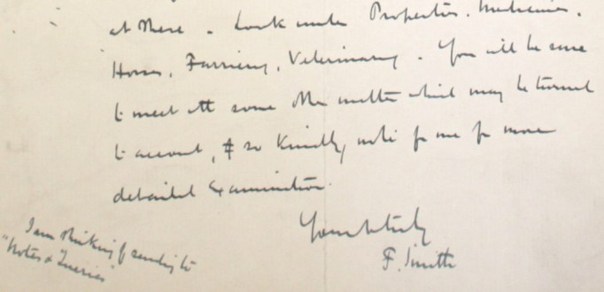 1 - Letter to Fred Bullock from Frederick Smith, 5 Jan 1914