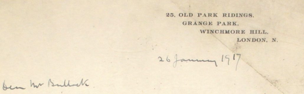 4 – Letter to Fred Bullock from Frederick Smith, 26 Jan 1917