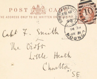 13 – Postcard to Frederick Smith from Francis Galton, 16 Feb 1898