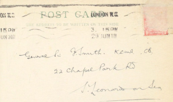 41 – Postcard to Frederick Smith from Fred Bullock, 29 Jun 1920
