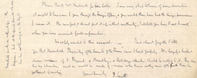 6 – Letter to Fred Bullock from Frederick Smith, 4 Feb 1920