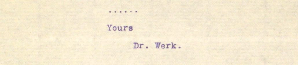 46 – Translation copy of letter from Dr Werk, 30 Dec 1921