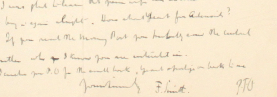 12 - Letter to Fred Bullock from Frederick Smith, 19 Feb 1922